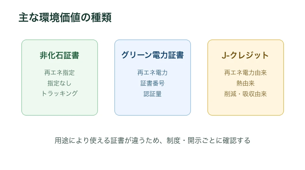 主要な環境価値証書の比較