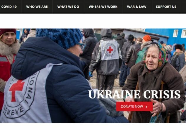 ウクライナでの活動を報告する赤十字国際委員会公式サイト