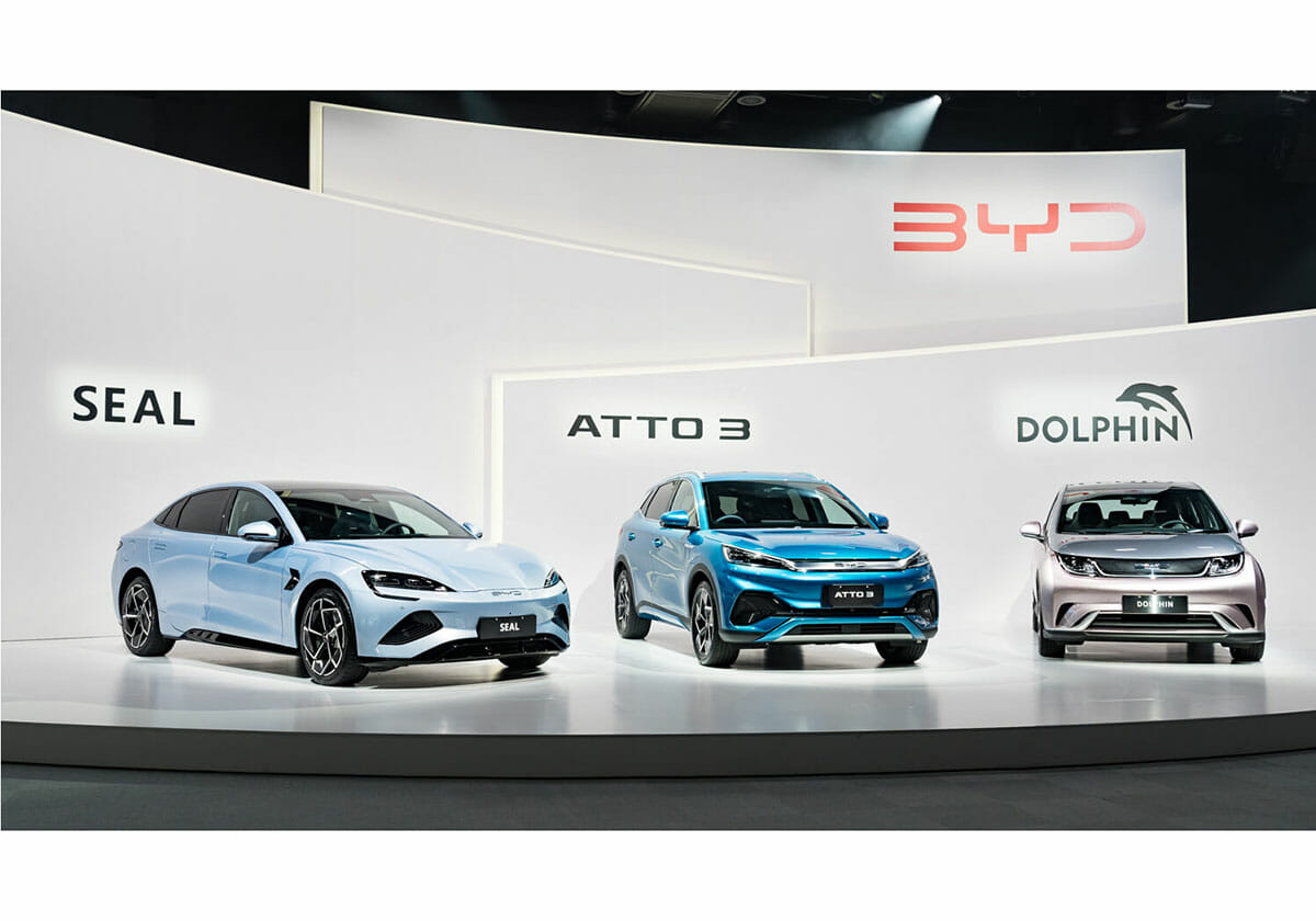 BYDが日本市場で販売する3車種（「BYDジャパン公式サイト」より）
