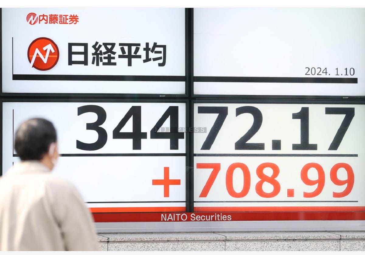 東京株、３万４０００円台に＝連日のバブル後高値―上げ幅一時７００円超、業績に期待の画像1