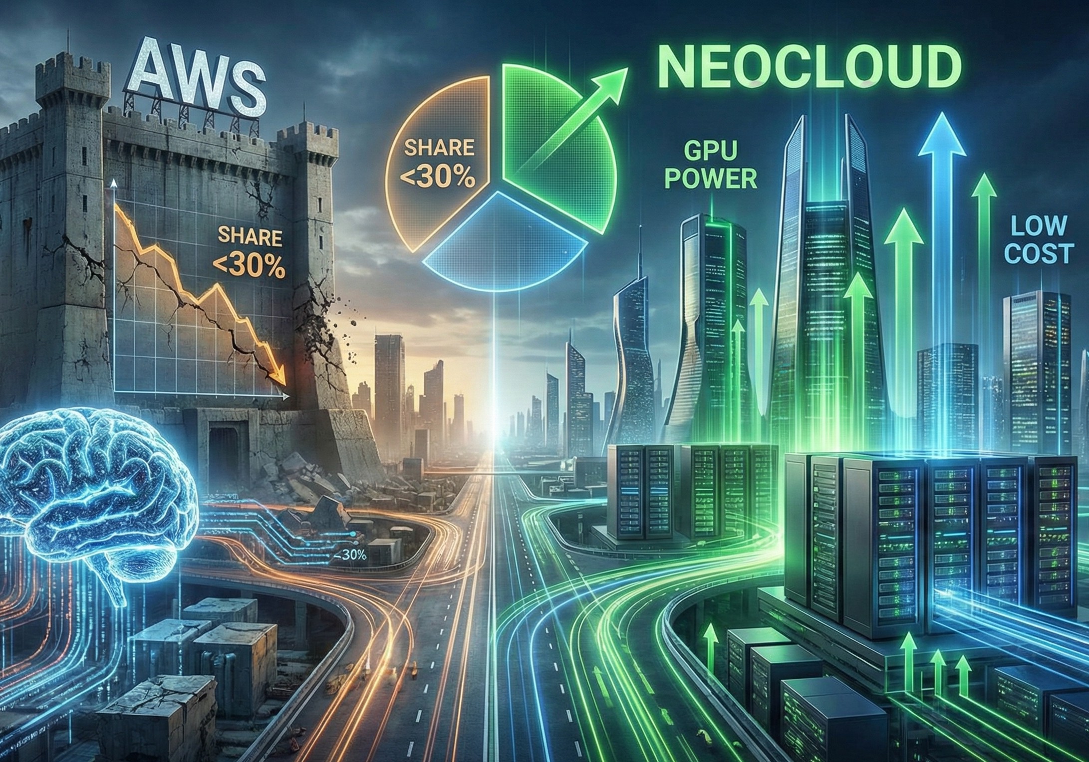 AWS、世界シェア3割割れの衝撃…「ネオクラウド」台頭でGPU価格破壊、王者の反撃策とはの画像1